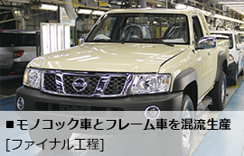 モノコック車とフレーム車を混流生産[ファイナル工程]